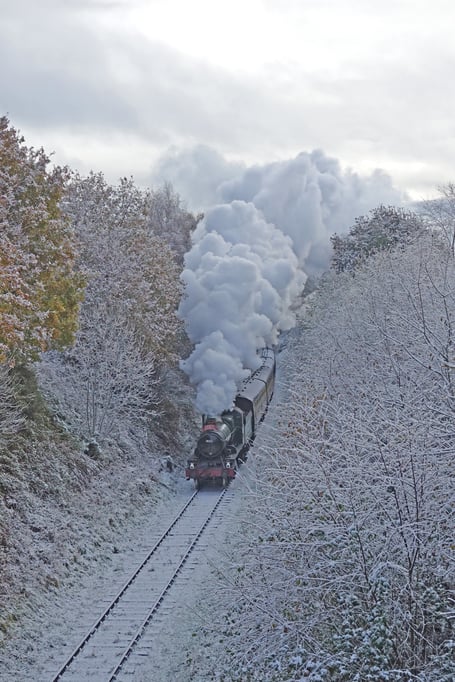 The West Somerset Railway on board panto will start from December 14. Photo: 9351 approaches Lydeard Bridge -Santa Express Saturday 10 December 2022 (Photo: Steve Speck)